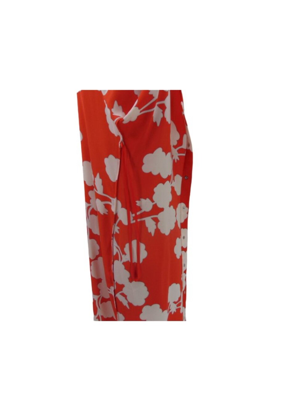 Diane Von Furstenberg DVF Maja Two Dress 8 Coral Red Halo Buds Silk Snap V Back - Picture 5 of 15
